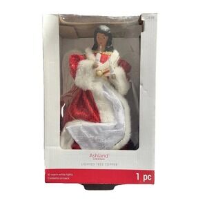 Ashland  Angel Lighted Christmas Tree Topper  Red Sequin  Dress New Open box